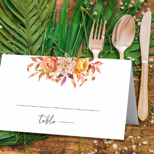 Cartão De Mesa Casamento Personalizado Floral Rustic Autumn