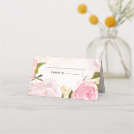 Cartão De Mesa Casamento por Aquarela de Peônias Rosa Escamosas