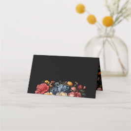 Cartão De Mesa Casamento Preto Botânico Floral