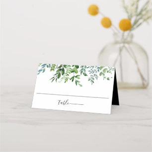 Cartão De Mesa Casamento Preto de Verde Botânico