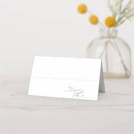 Cartão De Mesa Casamento Preto e Branco com Monograma e Ampersand