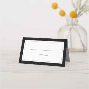Cartão De Mesa Casamento preto e branco do monograma elegante
