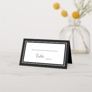 Cartão De Mesa Casamento Preto e Branco Minimalista Moderno