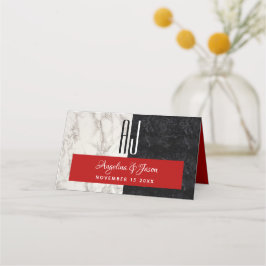 Cartão De Mesa Casamento preto e branco moderno