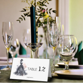 Cartão De Mesa Casamento preto floral aquarela gótica 