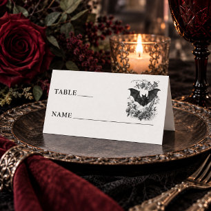 Cartão De Mesa Casamento Preto Toile Gótico Vintage Branco