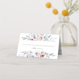 Cartão De Mesa Casamento Quadrado Floral Quadrado Russo Blush Blu
