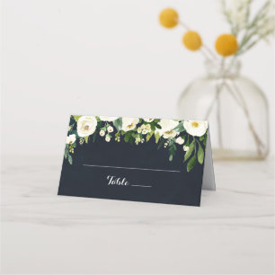 Cartão De Mesa Casamento Real Azul Verde Floral Branco