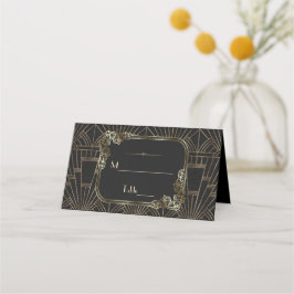 Cartão De Mesa Casamento Real Dourado de Arte Negra Deco 20s