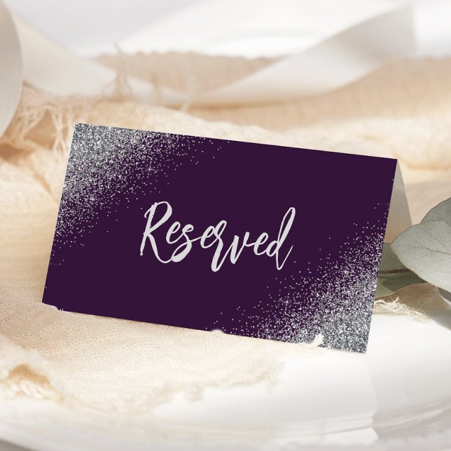 Cartão De Mesa Casamento Reservado de Lata Roxa Escura (Criador carregado)