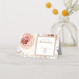 Cartão De Mesa Casamento Romântico de Rosas Rosa
