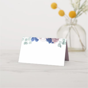 Cartão De Mesa Casamento Romântico Elegante Azul-Marinho Mauve