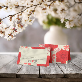 Cartão De Mesa Casamento Romântico Vermelho Floral