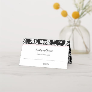 Cartão De Mesa Casamento Rosa do Milênio, preto e branco