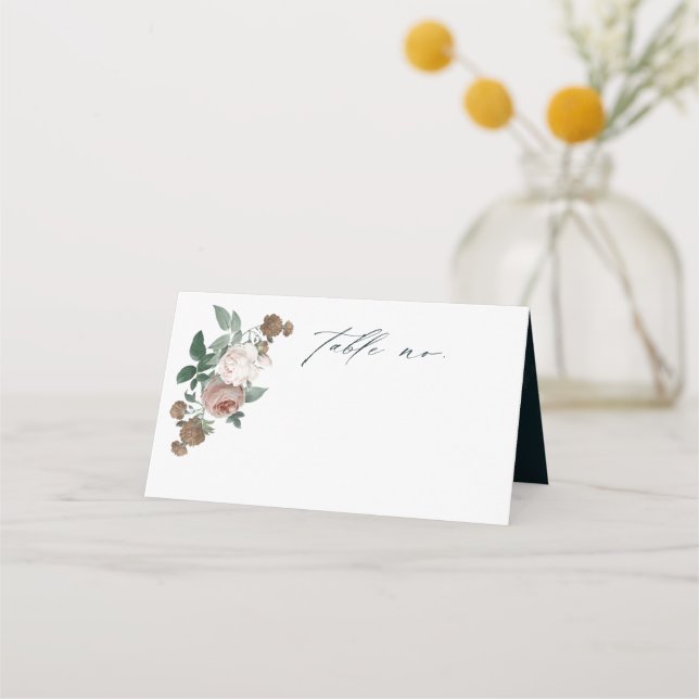 Cartão De Mesa Casamento Rosa Floral Boho Roteiro (Frente)
