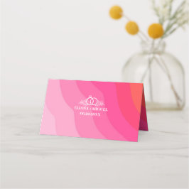 Cartão De Mesa casamento rosa-laranja-quente moderno