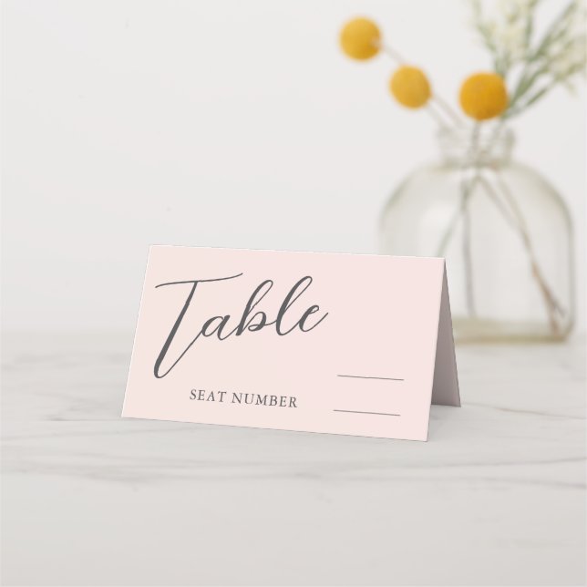 Cartão De Mesa Casamento Rosa Romântico (Frente)