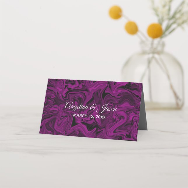 Cartão De Mesa Casamento Roxo Elegante (Verso)