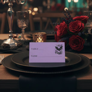 Cartão De Mesa Casamento Roxo Preto Gótico Vintage