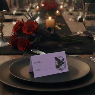Cartão De Mesa Casamento Roxo Preto Gótico Vintage