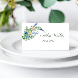Cartão De Mesa Casamento Russo da Lavanda de Flores Selvagens-Blu
