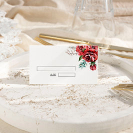 Cartão De Mesa Casamento Russo da Rosa vermelha Elegante Marsala