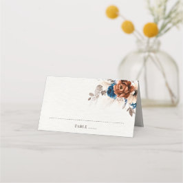 Cartão De Mesa Casamento Russo de Grass Marinho Terracotta Blue P