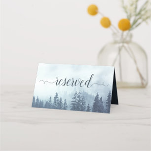 Cartão De Mesa Casamento Russo Misty Blue Pine Trees Reservado