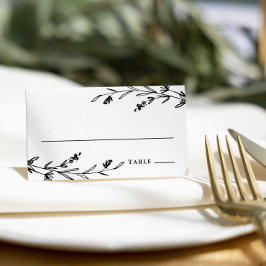 Cartão De Mesa Casamento Rustic Black & White Floral Wildflower