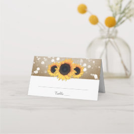 Cartão De Mesa Casamento Rustic Country Burlap Sunflower