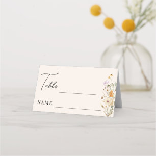 Cartão De Mesa Casamento Rustic de Flores Selvagens Cream Boho