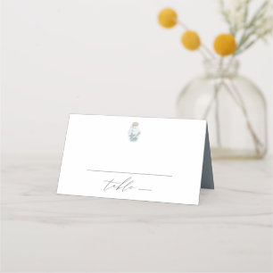 Cartão De Mesa Casamento Rustic Modern NMaritime Seashell Script