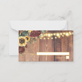 Cartão De Mesa Casamento Rustic Sunflower