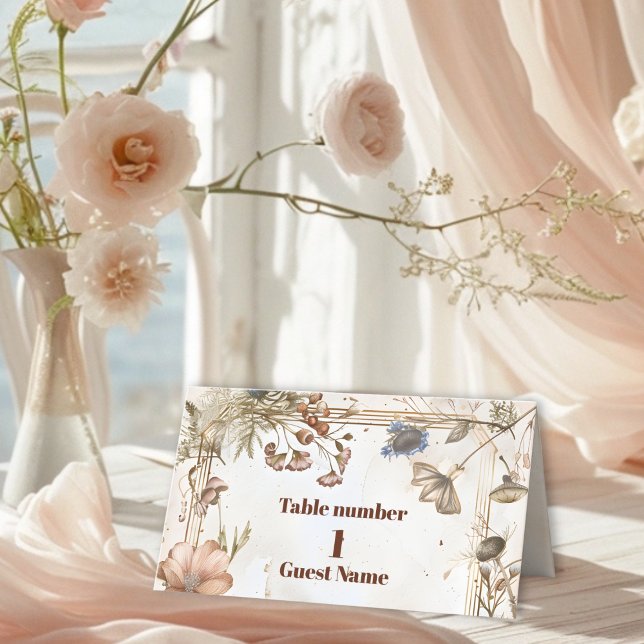 Cartão De Mesa Casamento Rustic Watercolor Woodland (Criador carregado)