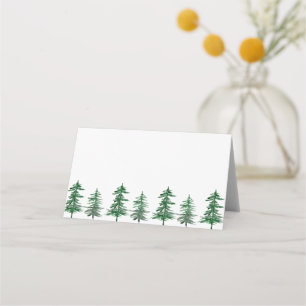 Cartão De Mesa Casamento Rustic Watercolor Woodland Trees