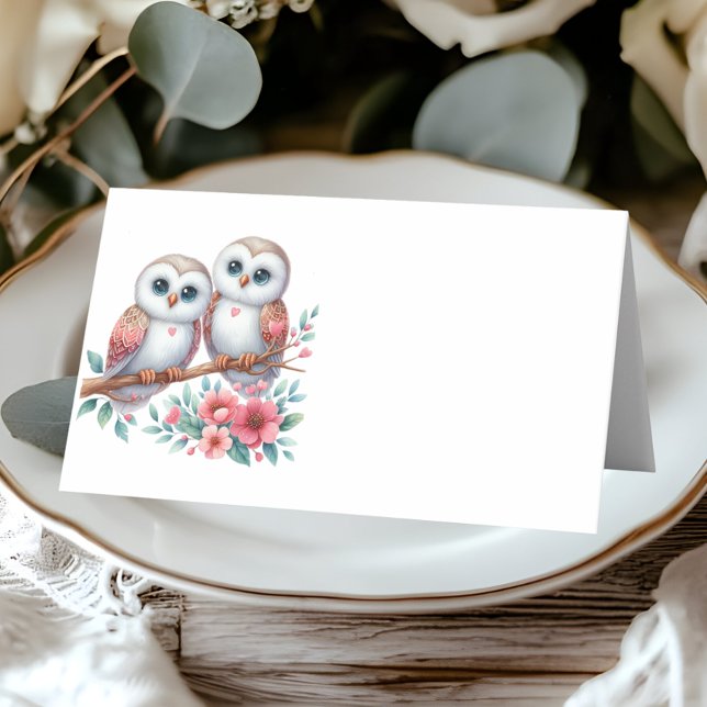 Cartão De Mesa Casamento Rústico de Coruja Boho Floresta (Criador carregado)