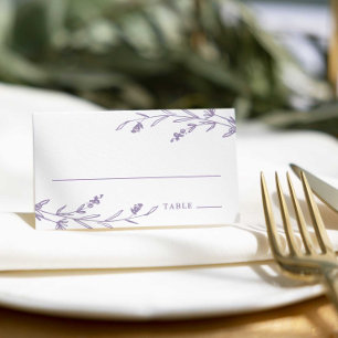 Cartão De Mesa Casamento Rústico de Flor Floral Roxo Lavanda