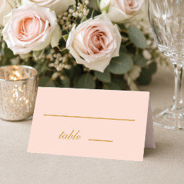 Cartão De Mesa Casamento Simples Caligrafia Dourada Rosa Rubor