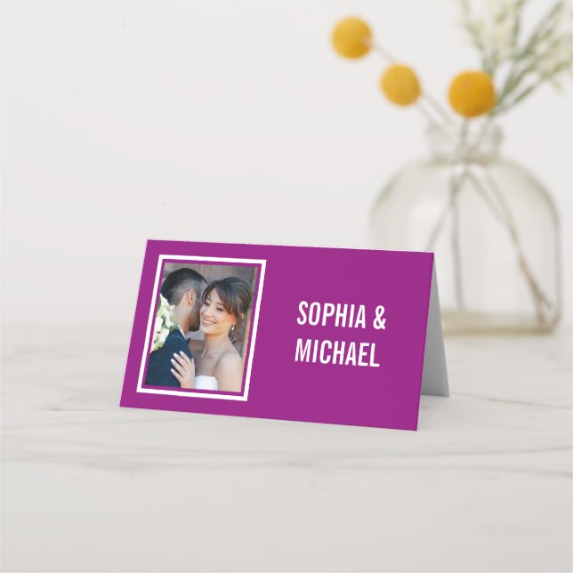 Cartão De Mesa Casamento Simples De Fotografias De Flores Rosa (Verso)