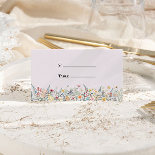 Cartão De Mesa Casamento Simples de Lavanda de Flor Selvagem Dobr