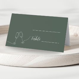 Cartão De Mesa Casamento Simples de ROE Dusky Verde e Branco