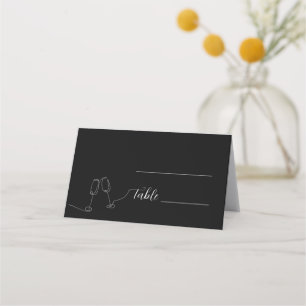 Cartão De Mesa Casamento Simples de ROE Preto e Branco
