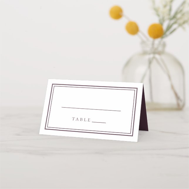 Cartão De Mesa Casamento Simples Minimalista Violeta Cassis (Frente)