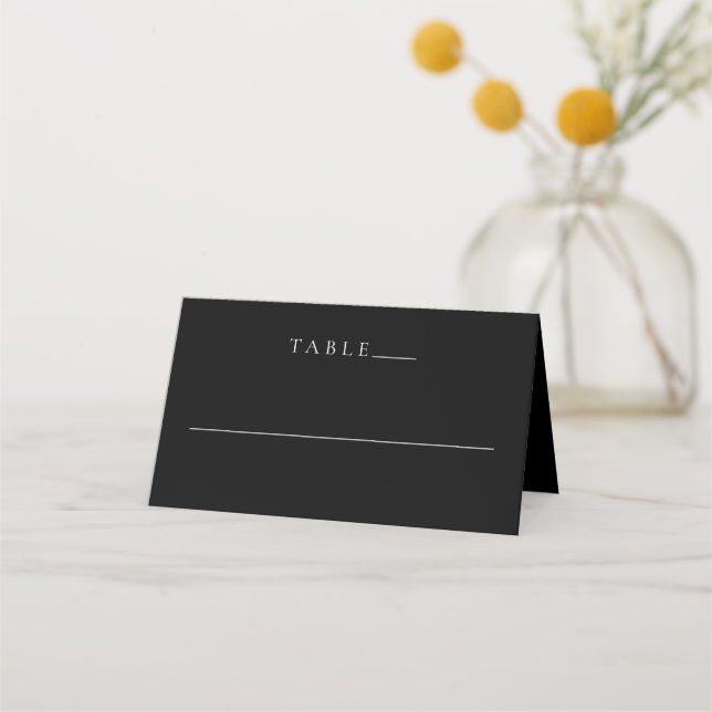 Cartão De Mesa Casamento Simples Preto Clássico (Frente)