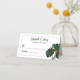 Cartão De Mesa Casamento Tropical de Monstera Beach