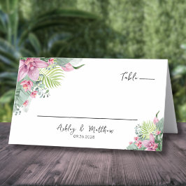 Cartão De Mesa Casamento Tropical Floral Watercolor