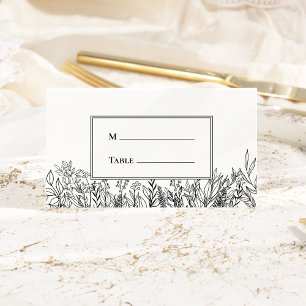 Cartão De Mesa Casamento Verde Branco e Negro Dobrado