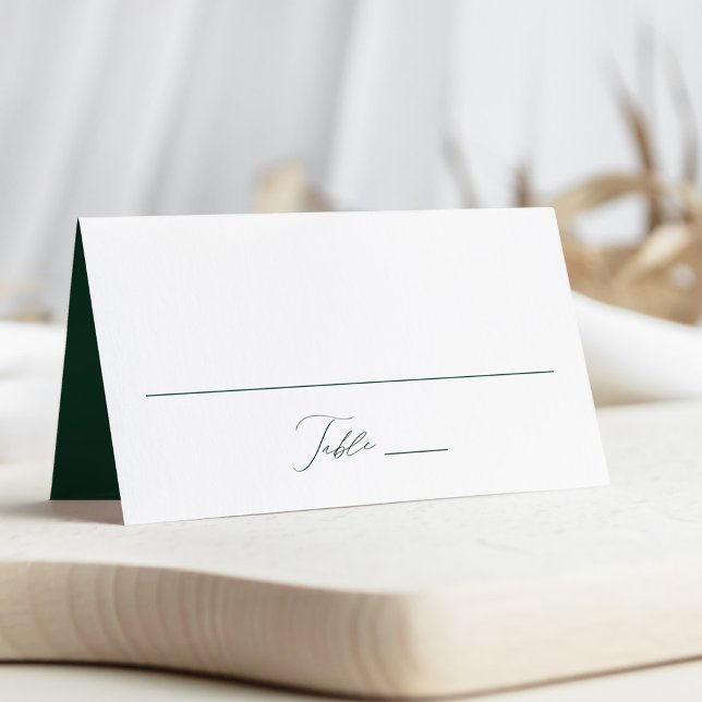 Cartão De Mesa Casamento Verde com Letra Elegante Moderna (Criador carregado)