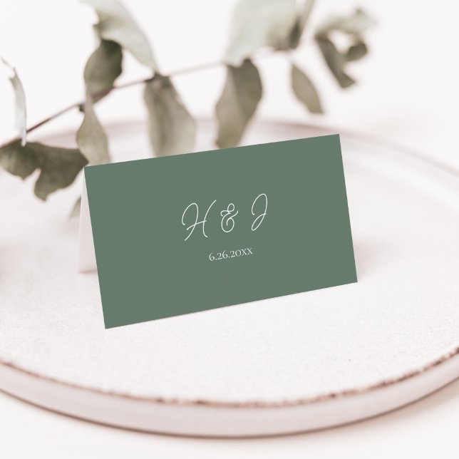 Cartão De Mesa Casamento Verde da Sage Moderna (Criador carregado)