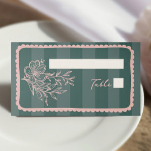 Cartão De Mesa Casamento Verde De Frame Verde Com Traço Floral